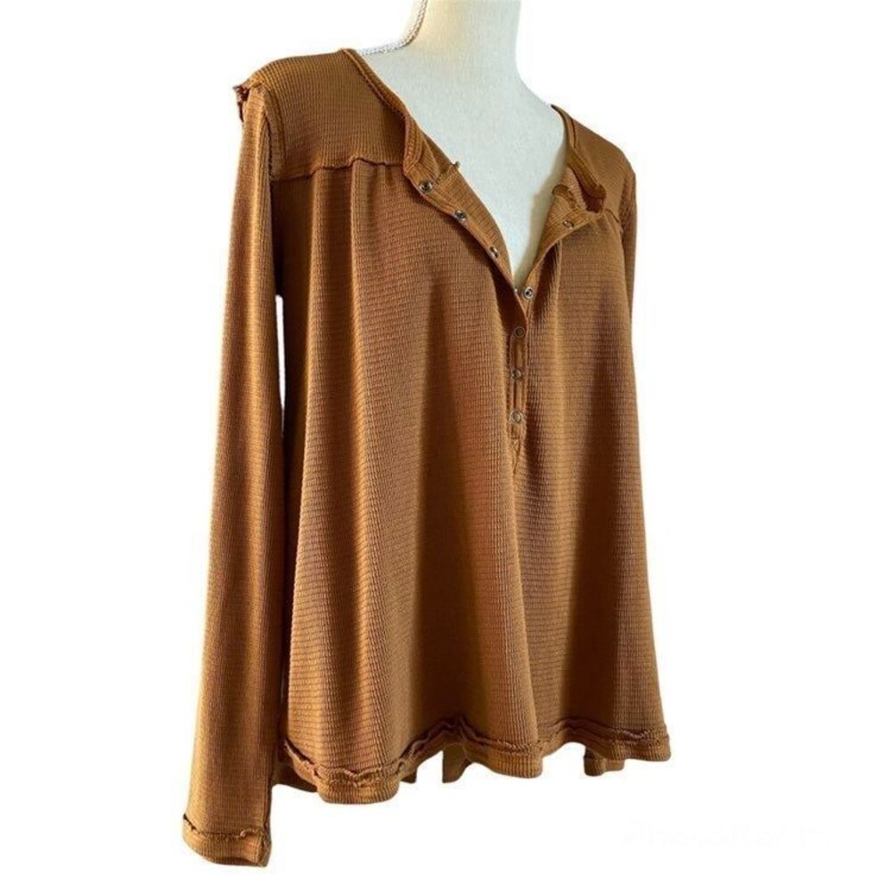 White Crow Oversized Snap Button Waffle Thermal Top S